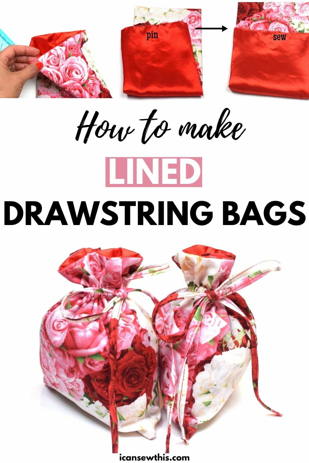 how to make lined drawstring bags