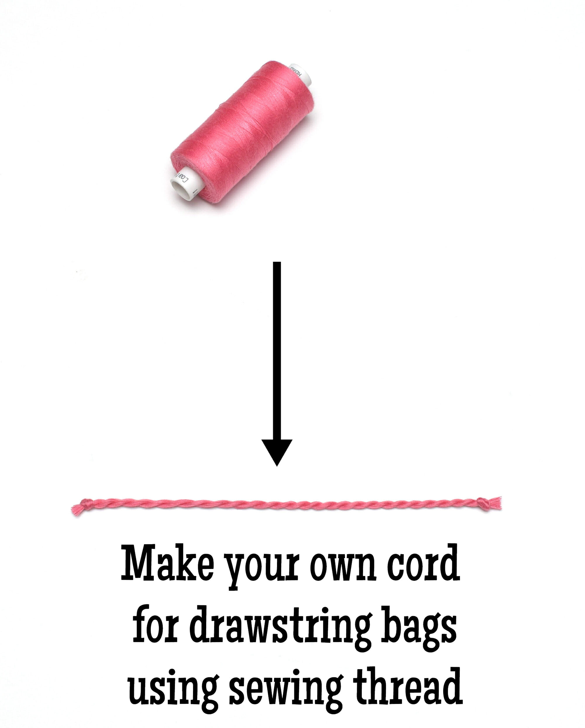 Make cord for drawstring bags using sewing thread