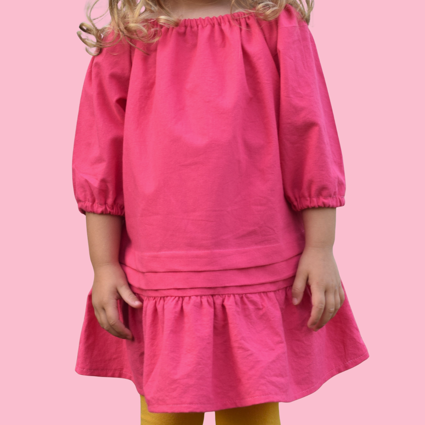 Free girls peasant dress pattern: simple DIY ruffle dress for beginners