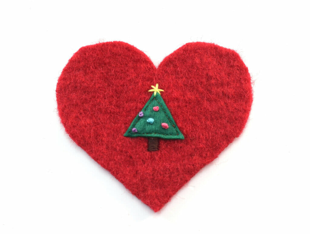 heart shaped Christmas ornaments, tree