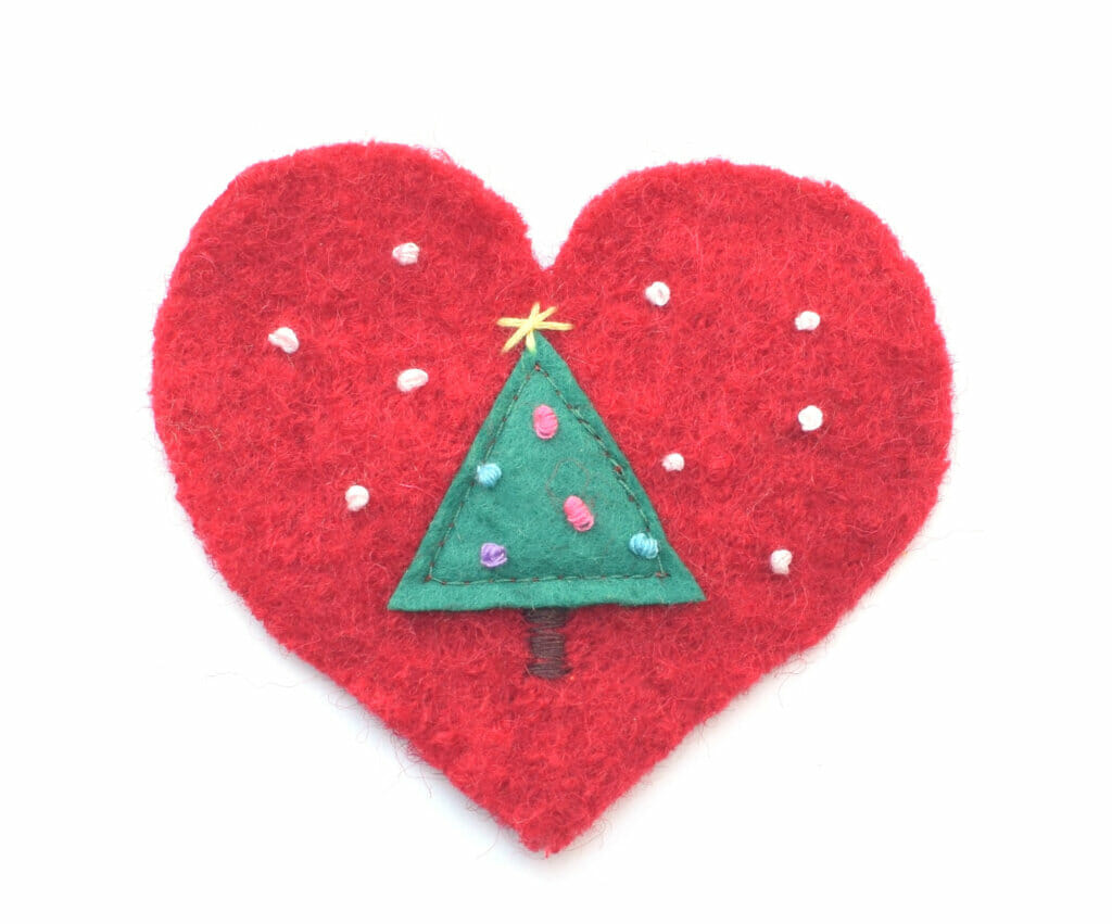 wool heart, Christmas ornament