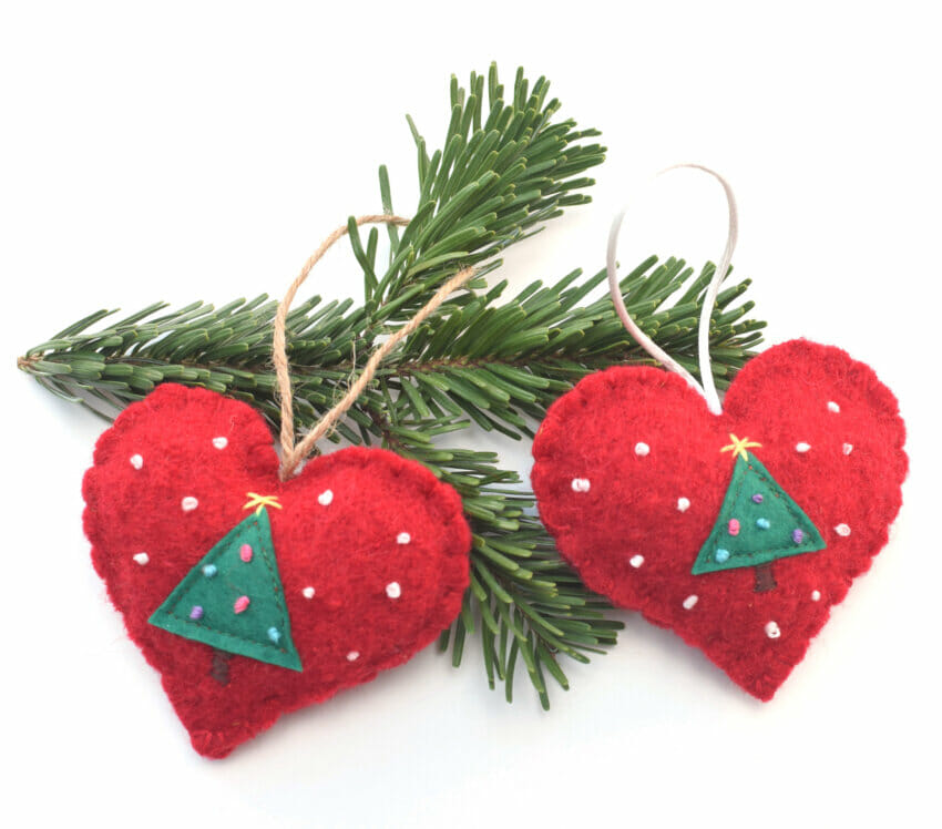 DIY Felt Heart Ornaments! 
