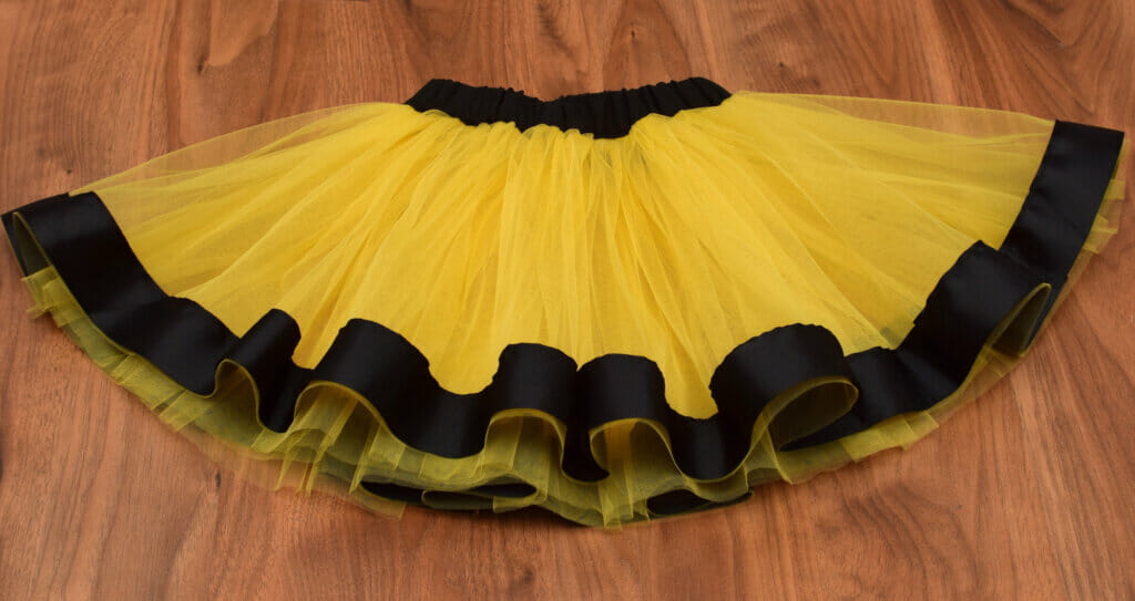 grosgrain ribbon trimmed tutu skirt, yellow and black