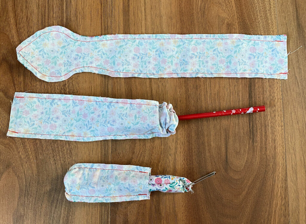 turn the headband pieces right side out