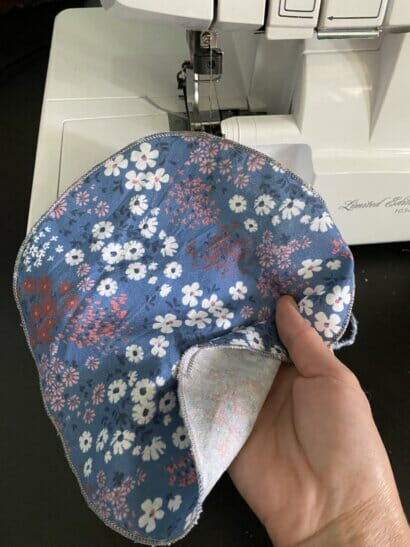 practice serger tension on circle fabric scraps