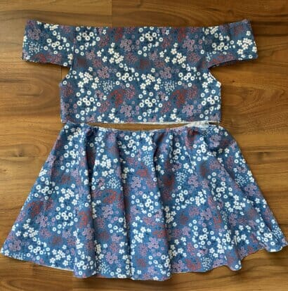 attach the circle skirt to the flutter sleeve peasant top