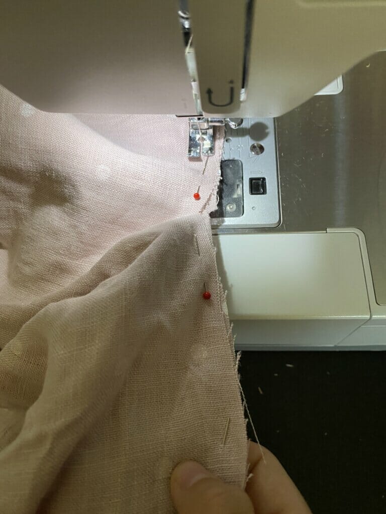 sewing machine, linen dress tutorial