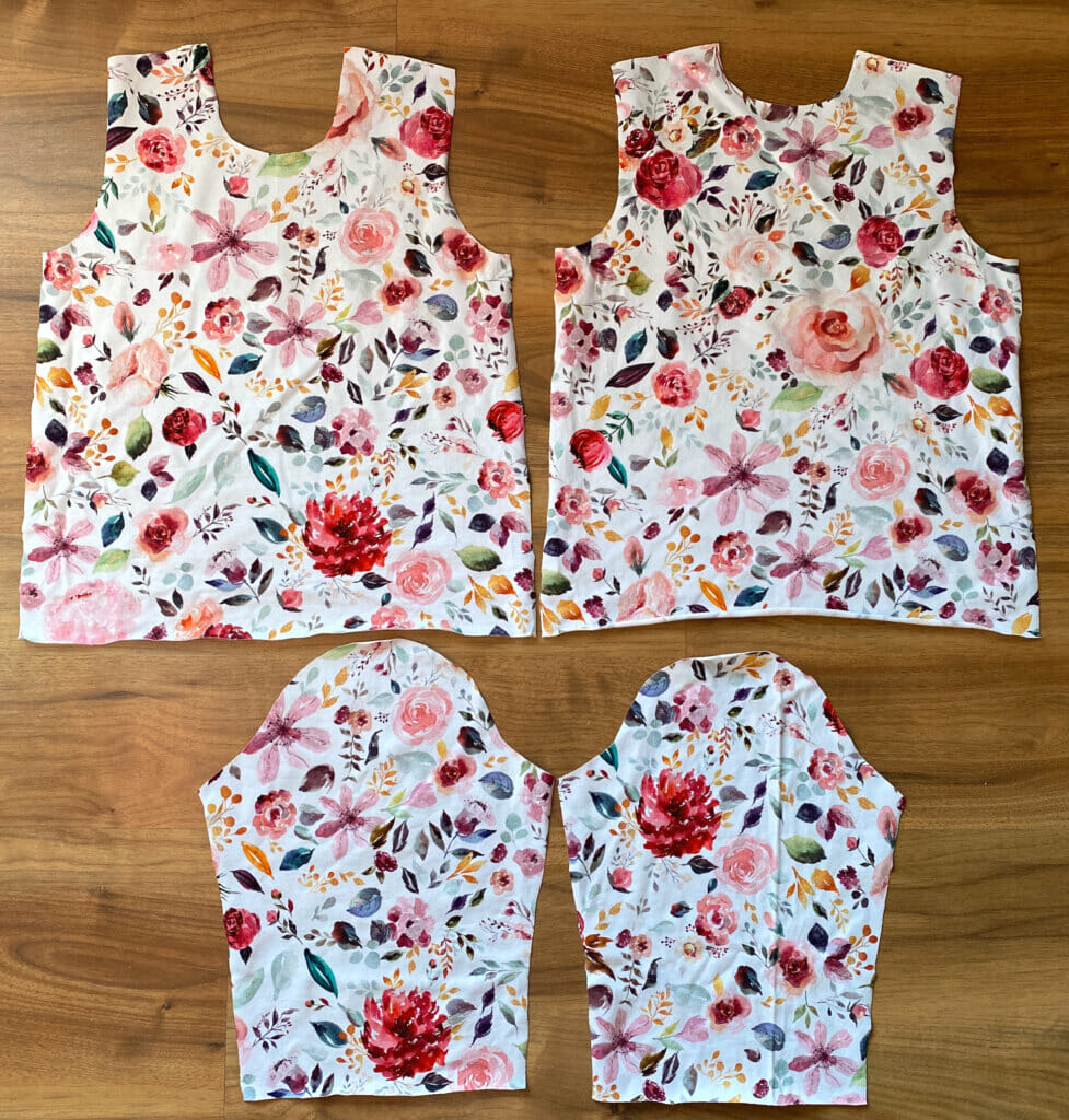 T-shirt sewing pattern pieces