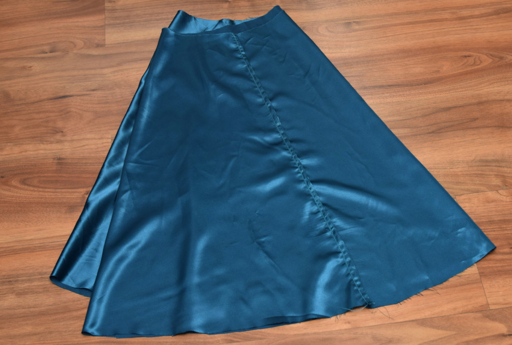 half circle skirt, satin fabric