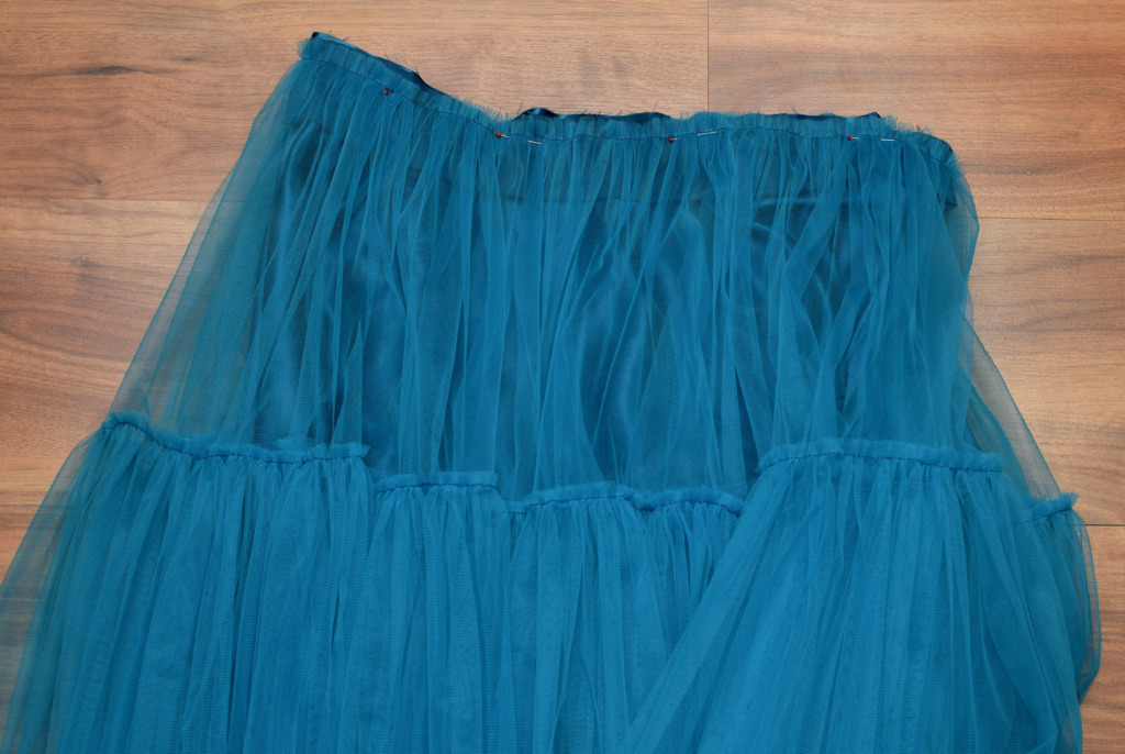 attach the tulle layers to the waistband