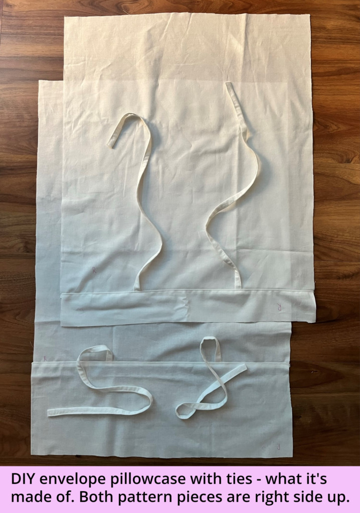 DIY envelope pillowcase with ties - pattern pieces