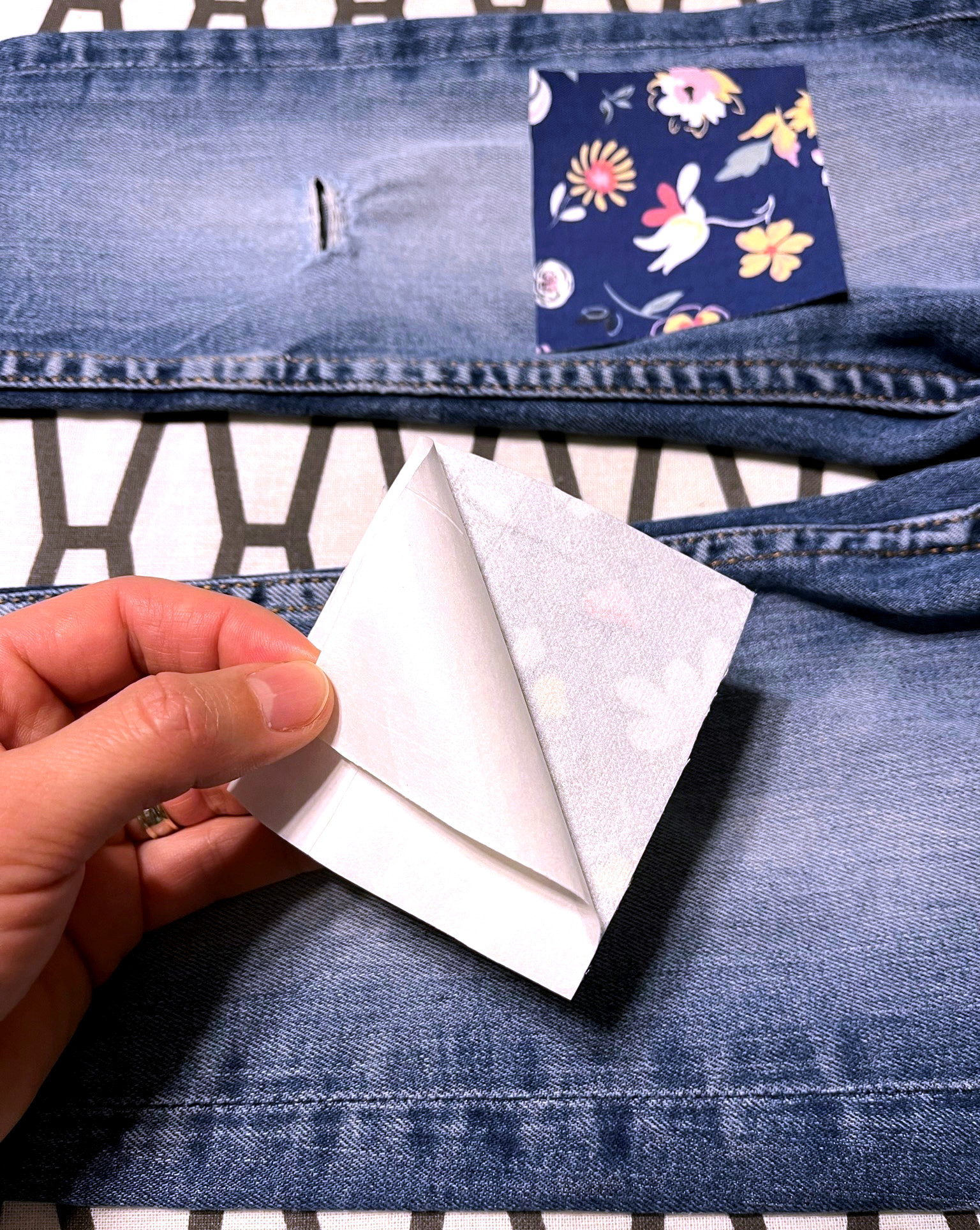The quickest way to add knee patches to jeans - I Can Sew This