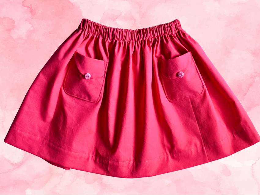 DIY summer skirt with rounded pockets for little girls
