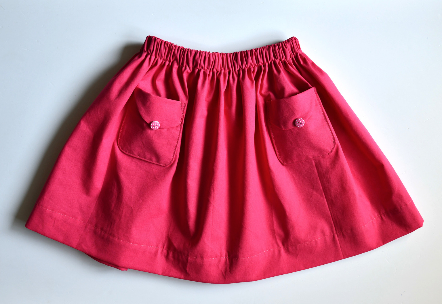 How to sew a cute gathered skirt with rounded patch pockets I Can Sew