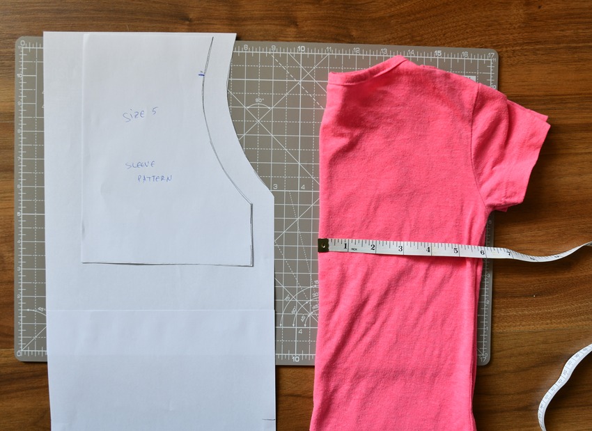 Measuring the bust of a t-shirt to calculate the width of a DIY bodice pattern piece