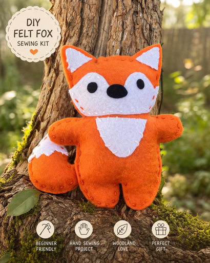 Beginner Fox Sewing Kit - DIY Felt Plush Craft