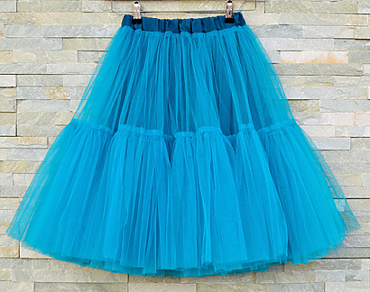 fluffy tiered tulle skirt with elastic waistband