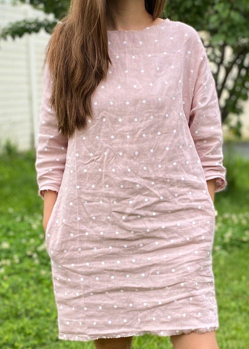 Easy Linen Tunic Dress with Frayed Edges