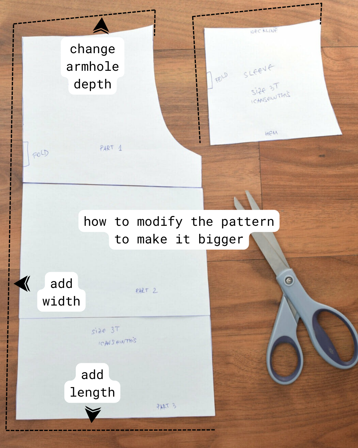 modify top pattern modify the flutter sleeve peasant top pattern to make it bigger