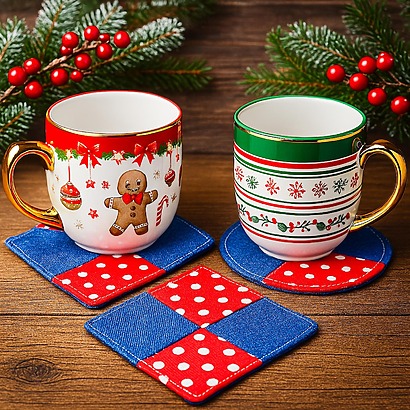Christmas coaster sewing pattern by Heaven Thread