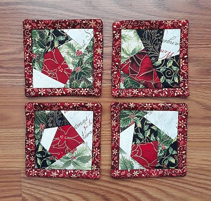 Crazy quilt Christmas coasters by Our Forever Home Crafts