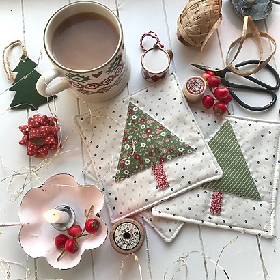 Pine tree coaster pattern by Helen Philipps Designs