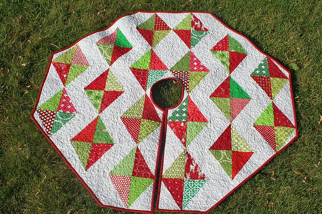Bright, Modern Christmas Tree Skirt by Freshly Pieced