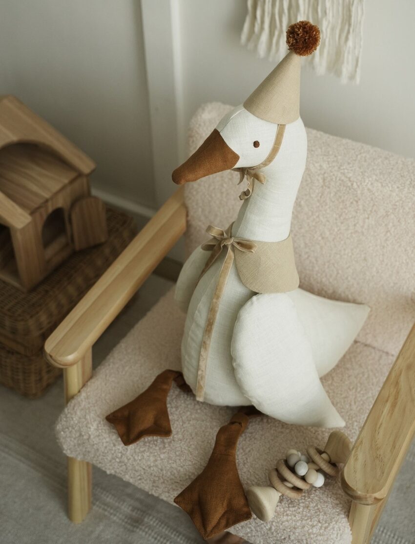Goose plush sewing pattern by White Couturier Linen