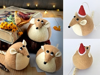 Harvest Mouse Hanging Ornament Pattern by Bilberry Woods