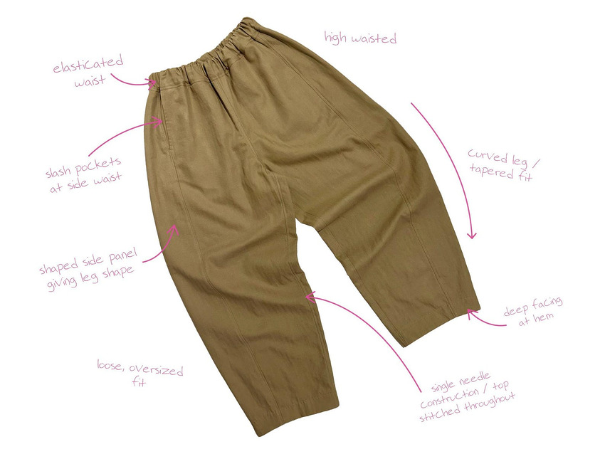 Potting Pants - Curved Panel Pants - High Waisted, Pull On Trouser