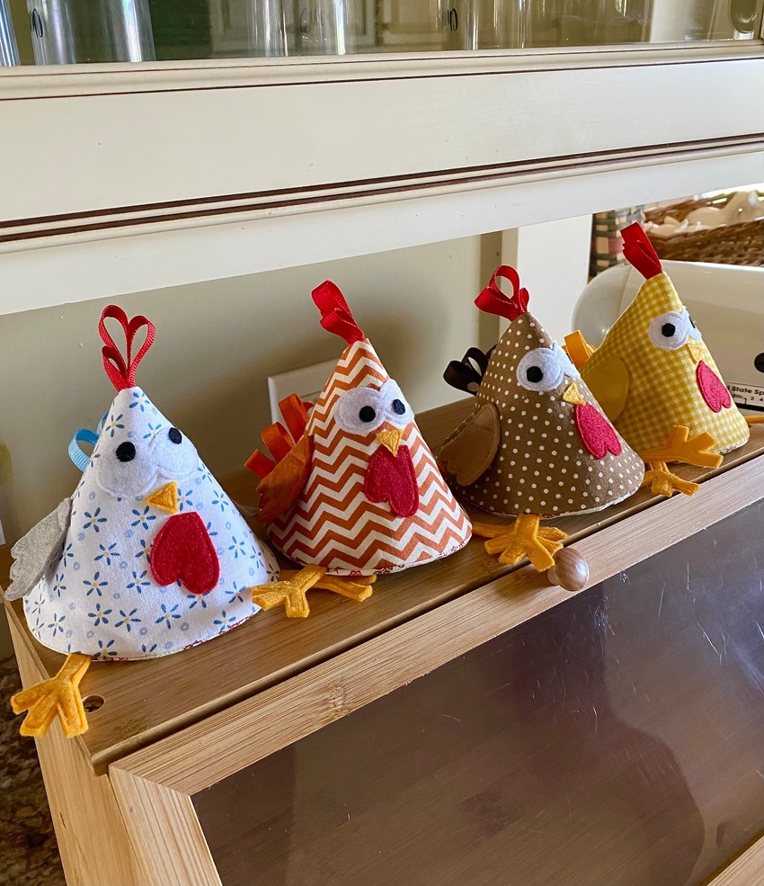 Chickadees Cone Pot Holders by Sunday Girl Designs