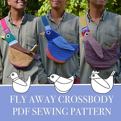 Scrap-Busting Bird Pattern: Fly Away Crossbody by MadMadeSewing