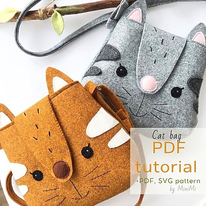 Adorable Cat Felt Tote Bag Pattern by MiniMiFeltThings