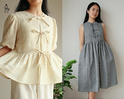 Best customizable linen top: Daisy Tie Front Blouse from TheLinenGirls