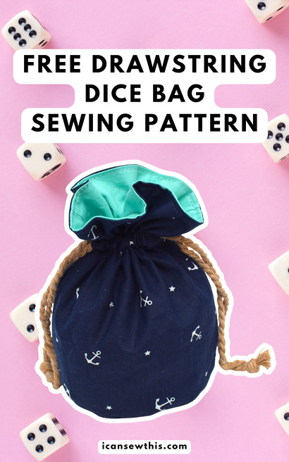 free drawstring dice bag sewing pattern PDF