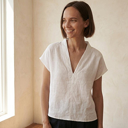 Minimalist V-Neck Blouse by AvaLuke