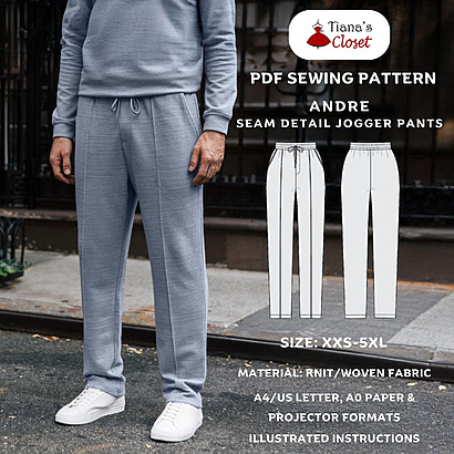 Andre jogger pants PDF sewing pattern | Digital pattern for men | Easy Unisex Track Pants