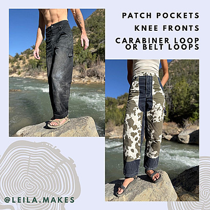 Cedar Pants PDF Gender Neutral Pattern, Sizes 00-36, Intermediate Sewing Level, Barrel Leg, Climb Pants, Work Pants, Crotch Gusset