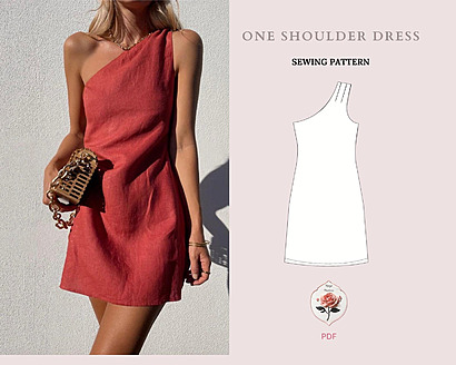 Alice one shoulder mini dress by RosysPatterns