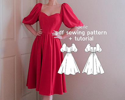 Noelle puff-sleeved dress by DressmakingAmore