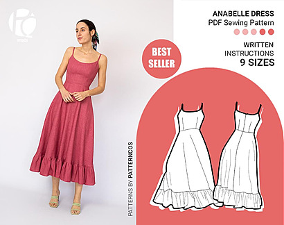 Basic midi dress with circular skirt by PatternCosPatterns