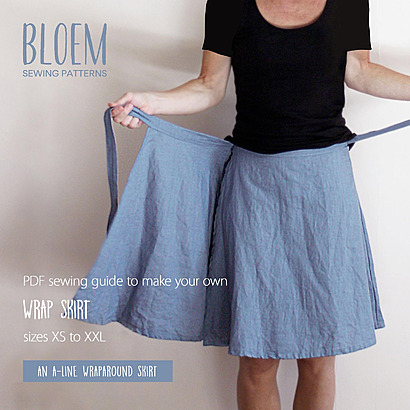 PDF Sewing Pattern Wrap Skirt
An A-line wrap skirt made of crisp linen fabric, featuring an adjustable double-strap tie closure on the hip.