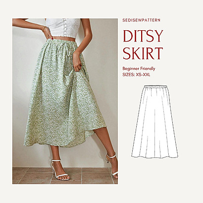 Easy Sewing Projects Elastic Waist Skirt
A flowing, bohemian-style linen midi skirt with a comfortable elastic waistband, styled for a casual summer outfit.