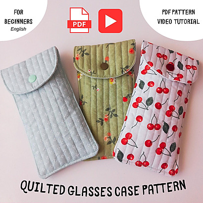 Quilted glasses case sewing pattern by AsyoshDigital