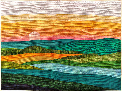 Modern Sunset Landscape Quilt Pattern by FiberArtandFabric