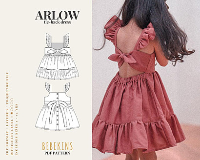 Arlow Tie Back Dress Pattern by Bebekins Patterns