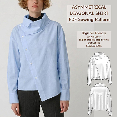 Asymmetrical Diagonal Shirt by Pattern Magic Studio