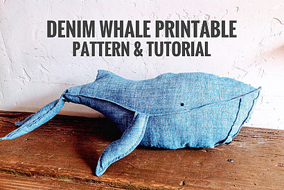 Denim whale instant printable pattern by FourSixtyTwo