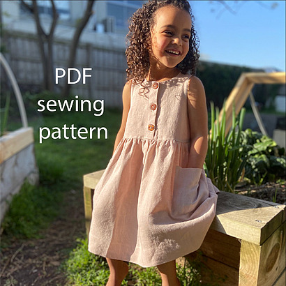 Girls Sleeveless Dress with Pockets by KidsPatternco