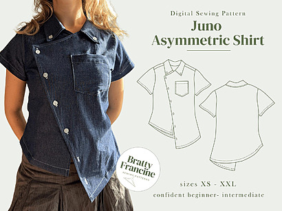 Juno Asymmetric Shirt Digital pdf Sewing Pattern